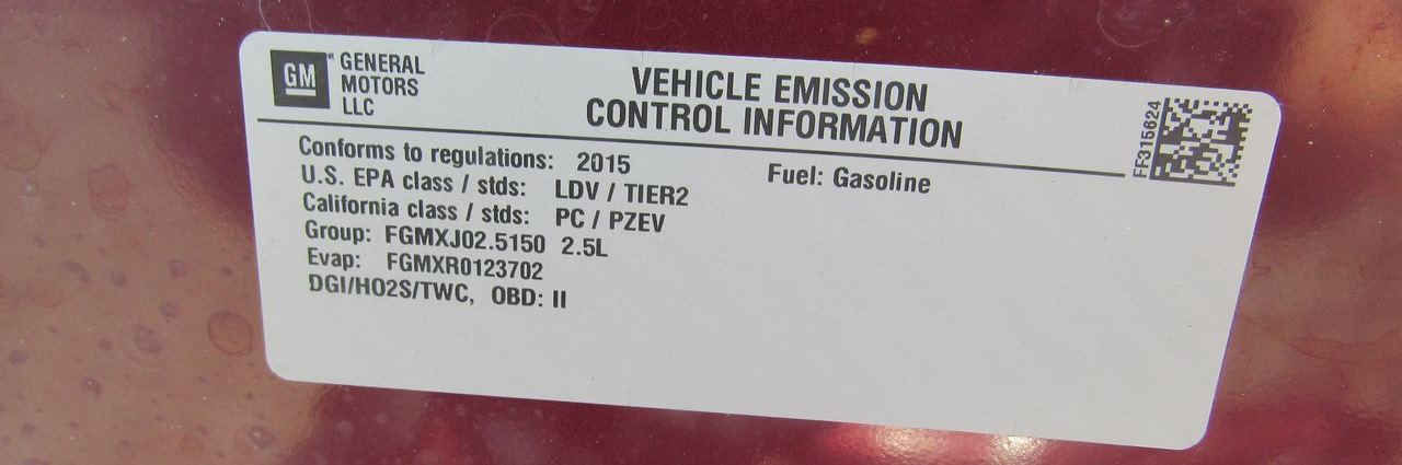 chevrolet malibu vehicle emission control information